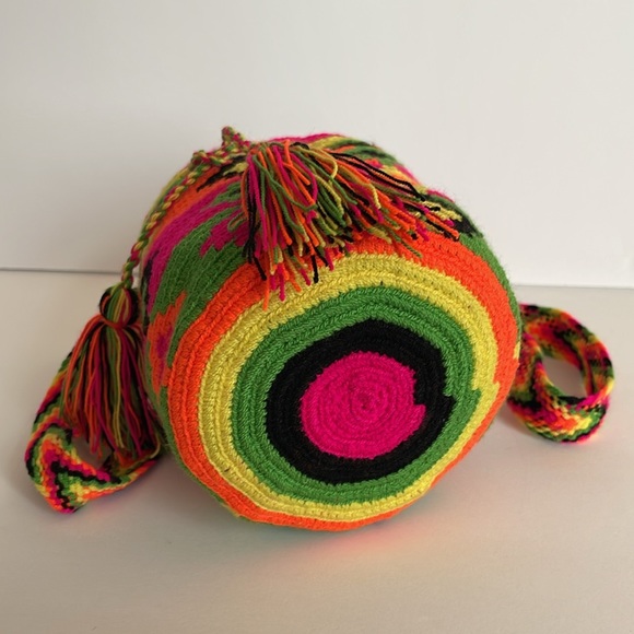 Neon Crossbody Bucket Bag with Tassels - Picture 3 of 6